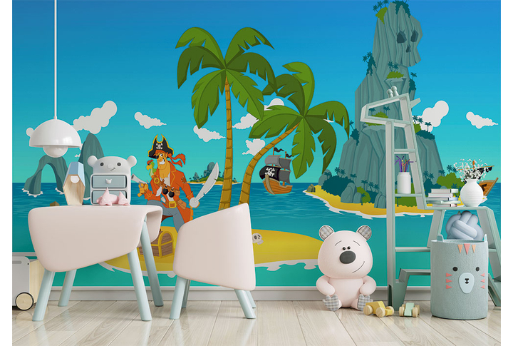 Фотообои «Пират на острове» в интерьере