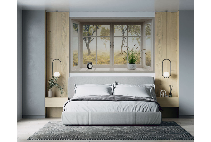 Фотообои «Окно в мистический лес» в интерьере