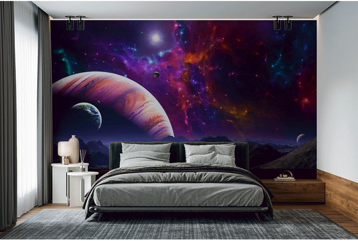 Фотообои «Пейзаж планеты далекой галактики» в интерьере