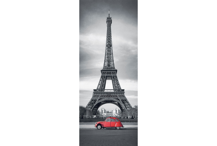 Фотообои «Красный автомобиль у Эйфелевой башни»