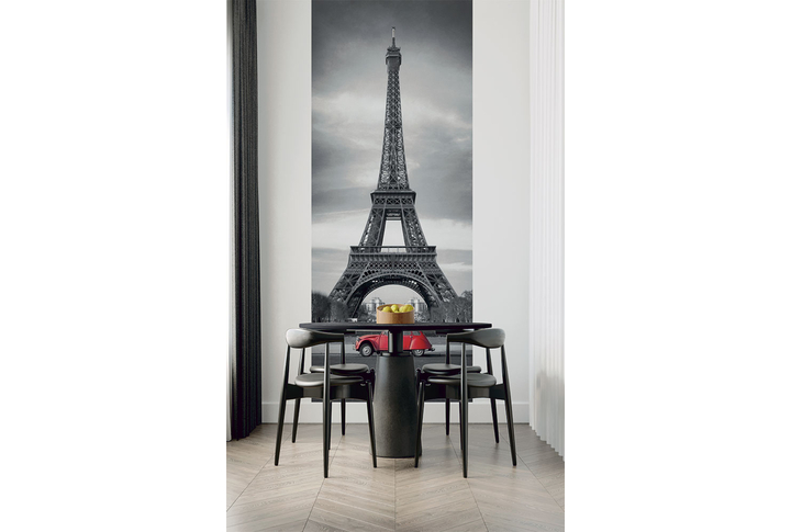 Фотообои «Красный автомобиль у Эйфелевой башни» в интерьере