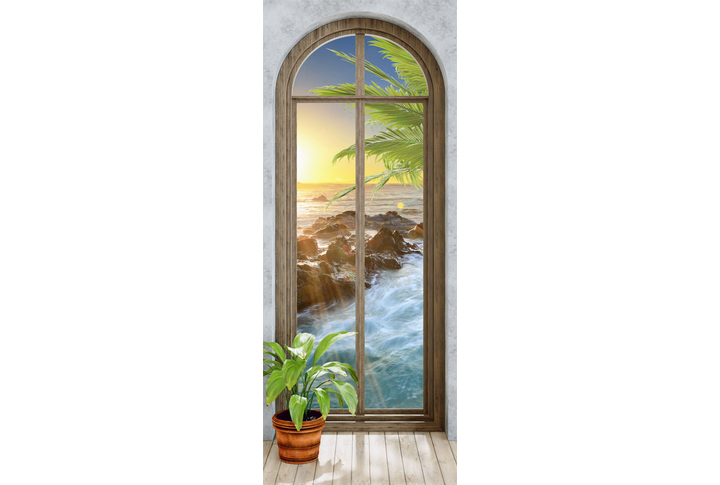 Фотообои «3D Окно с видом на морской закат»