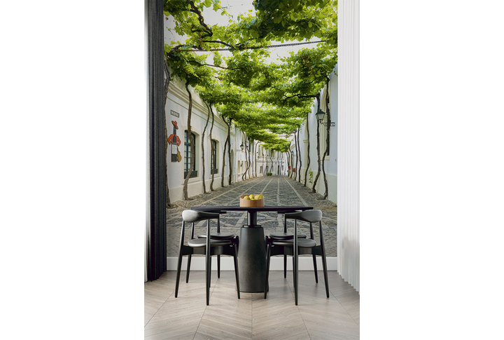 Фотообои «Улочка старинного города с перспективой» в интерьере