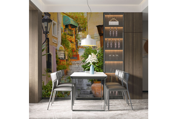 Фотообои «Вверх по лестнице на улочке старого города» в интерьере