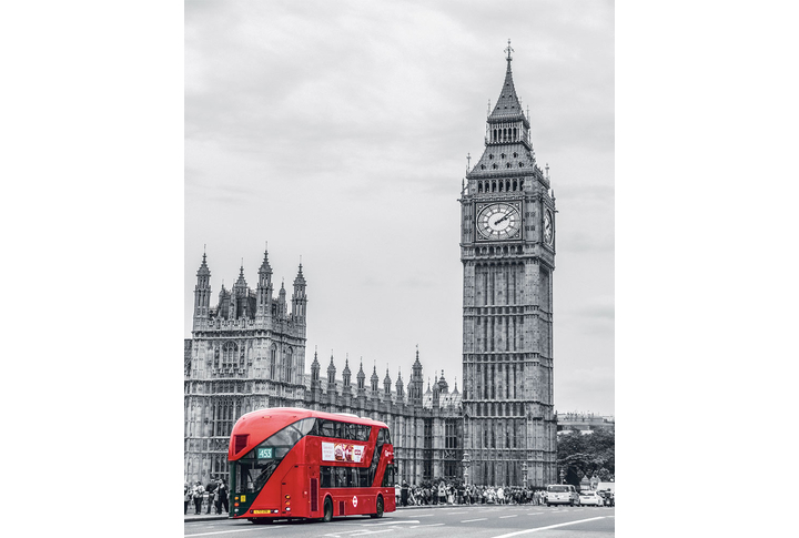 Фотообои «Лондон, автобус и Биг-Бен в серых тонах»