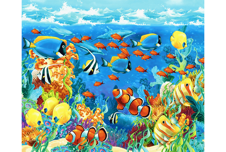 Фотообои «Рисованный подводный мир»