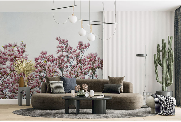 Фотообои «Ветки цветущей магнолии» в интерьере
