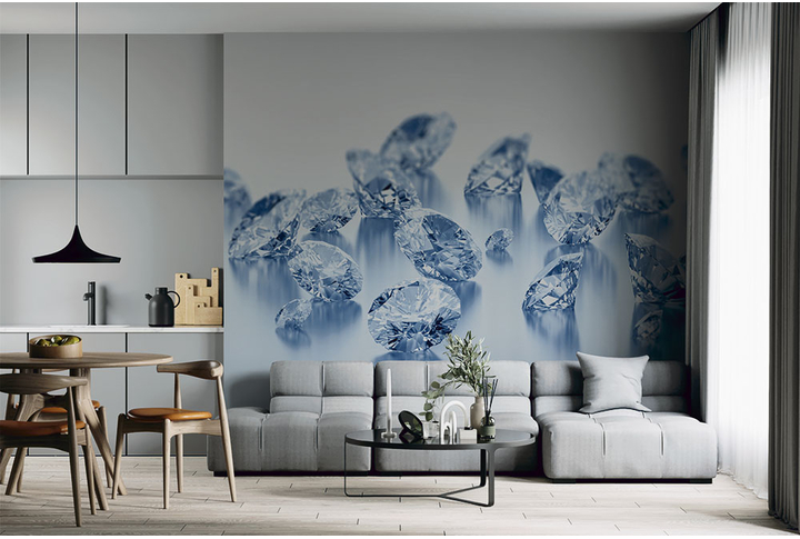Фотообои «Бриллианты в голубом цвете» в интерьере