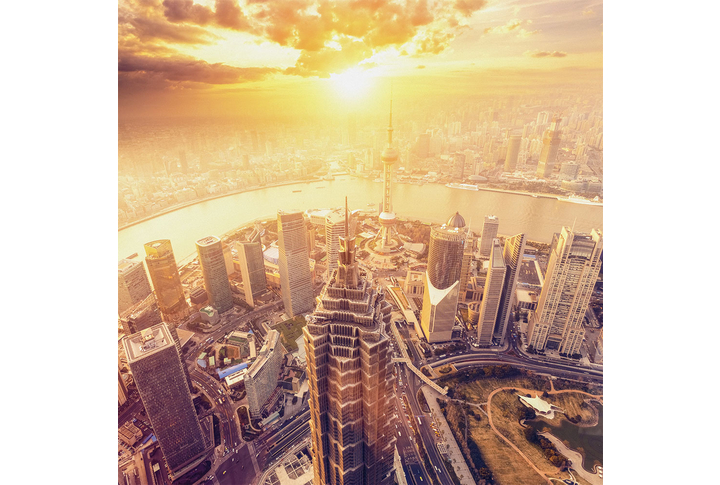 Фотообои «Закат над городом Шанхаем»