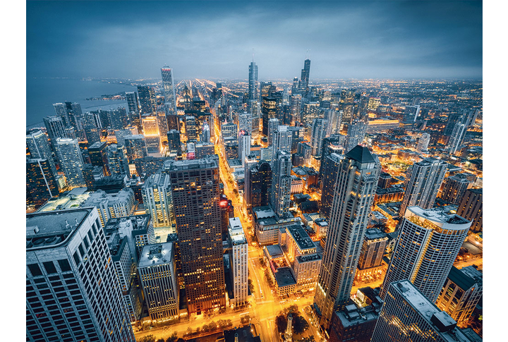 Фотообои «Дороги ночного города Чикаго»