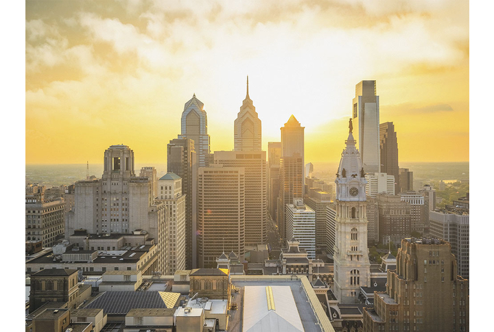 Фотообои «Закат над городом, Филадельфия»