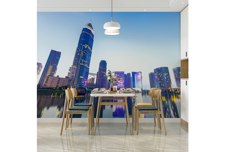 Фотообои «Ночной город на набережной»