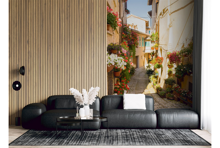 Фотообои «Каменная дорога через итальянскую улицу» в интерьере