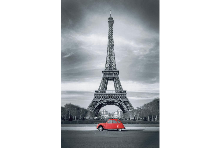 Фотообои «Ретро машина на фоне Эйфелевой башни»