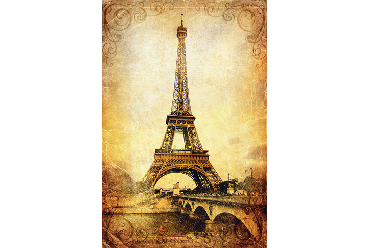 Фотообои «Париж и Эйфелева башня в винтажном стиле»