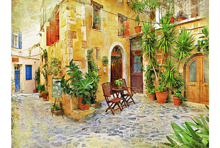 Фотообои «Зеленый цветущий уютный двор»