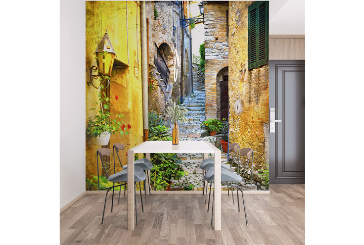 Фотообои «Лестница на улице в старом городе» в интерьере