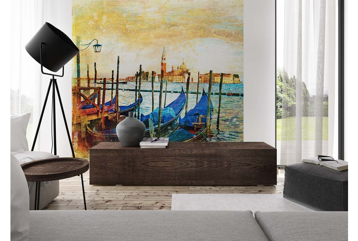 Фотообои «Причал с лодками Венеции» в интерьере