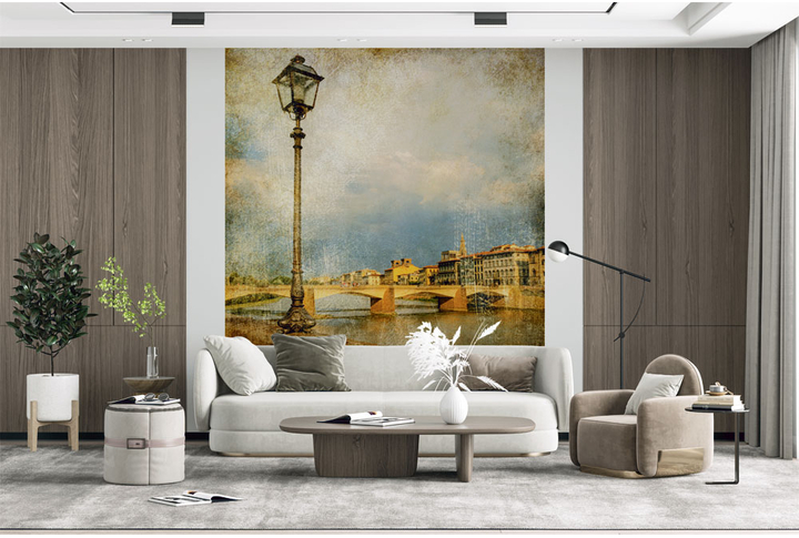 Фотообои «Фонарь на набережной в Италии» в интерьере