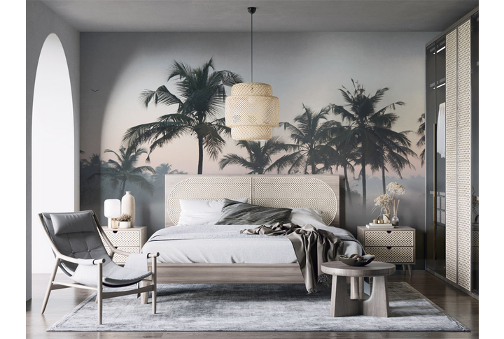 Фотообои «Тропический лес в туманной дымке» в интерьере