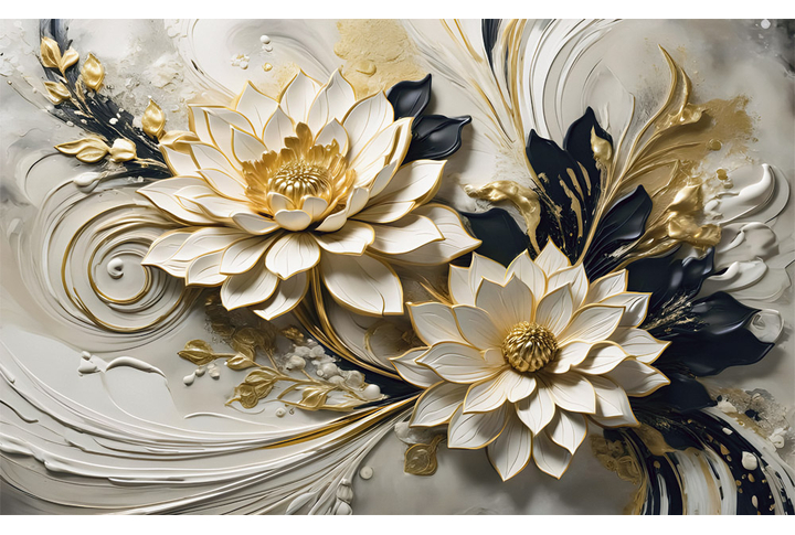 Фотообои «Лепнина с цветами на штукатурке»