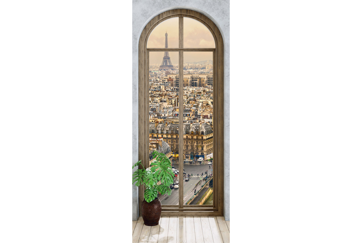 Фотообои «Окно с видом на Париж и Эйфелеву башню»