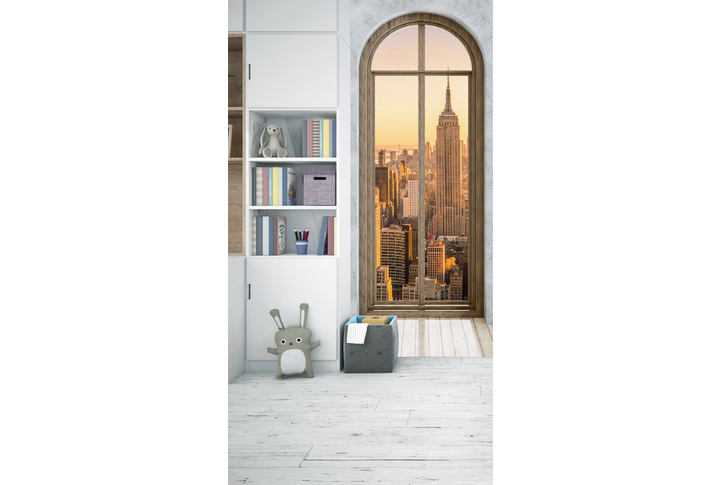 Фотообои «Вид из окна на город Нью-Йорк» в интерьере