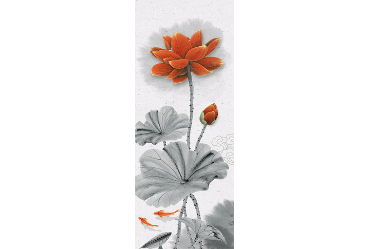 Фотообои «Красный лотос в китайском стиле»