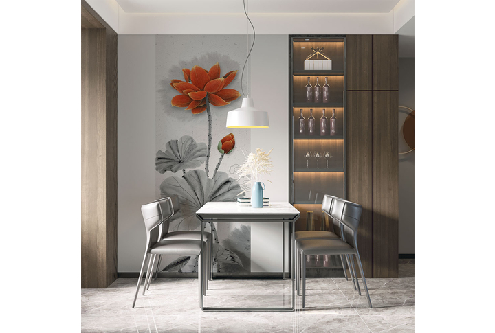 Фотообои «Красный лотос в китайском стиле» в интерьере