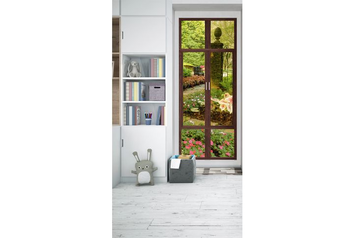 Фотообои «Окошко с видом на сад» в интерьере