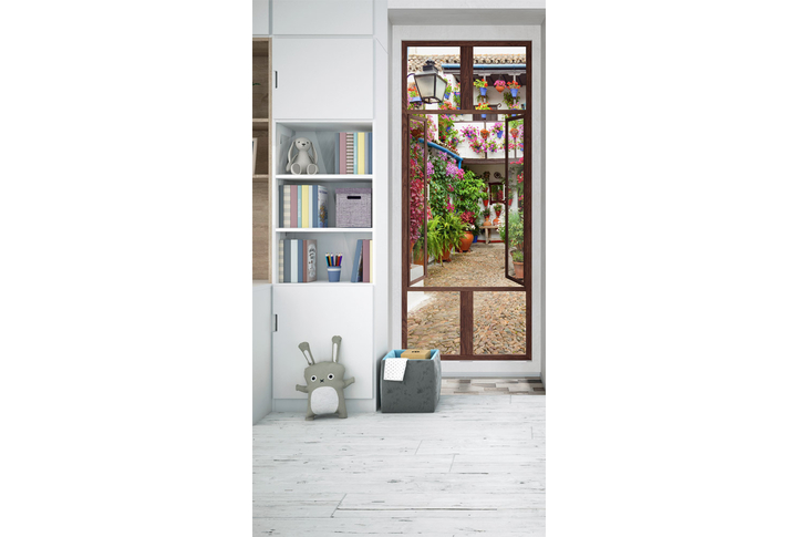 Фотообои «Открытое окно с видом на сад во дворе» в интерьере