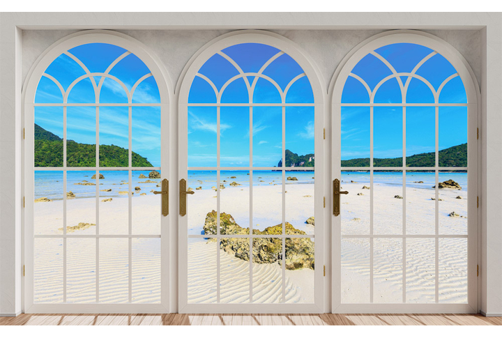Фотообои «Вид из окна на берег моря»