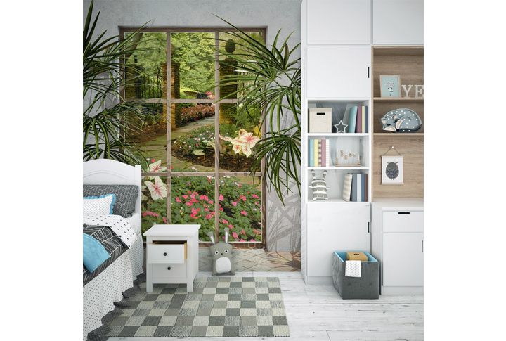 Фотообои «Окно в летний сад» в интерьере