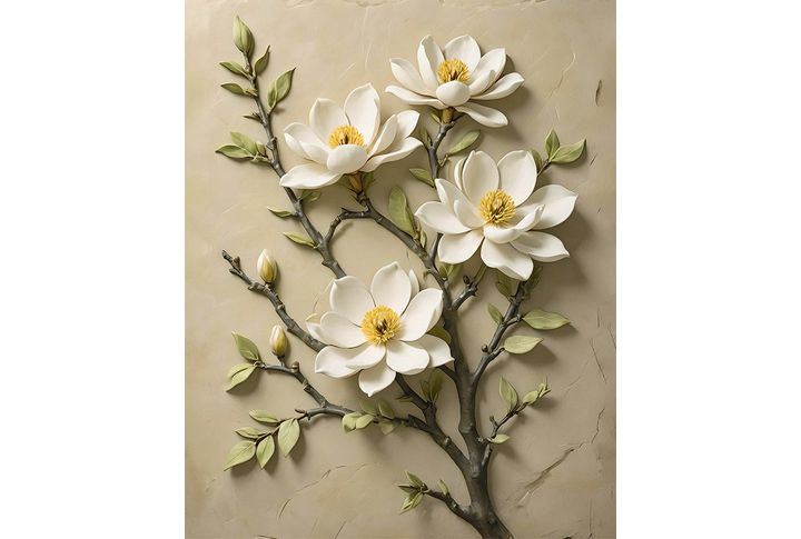 Фотообои «Объемная ветка магнолии»
