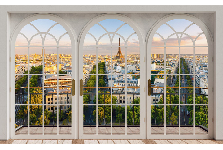Фотообои «Окно на балконе с видом на Париж»