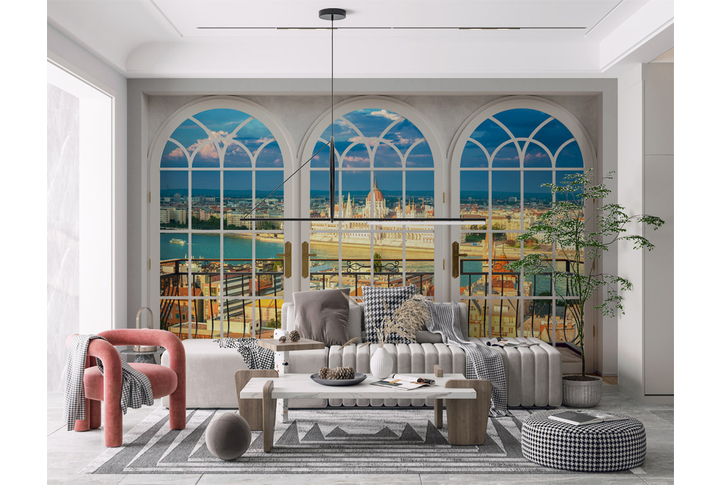 Фотообои «Окно с видом на Дунай» в интерьере