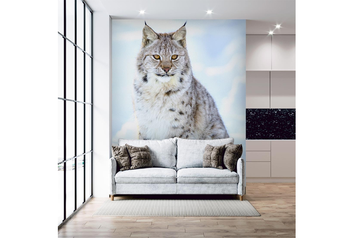 Фотообои «Рысь на снегу» в интерьере