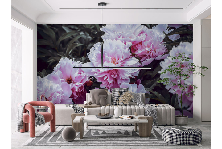 Фотообои «Крупные прекрасные пионы» в интерьере