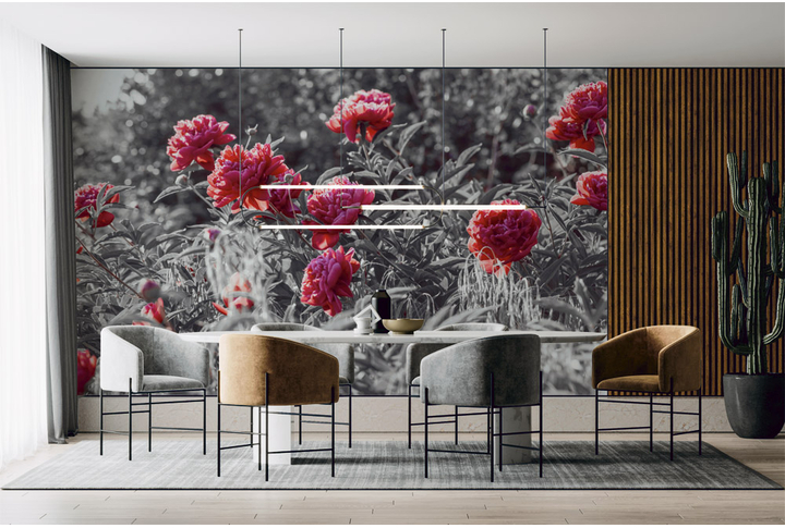 Фотообои «Пионы с акцентом» в интерьере