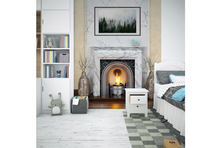 Фотообои «Камин с горящим очагом» в интерьере