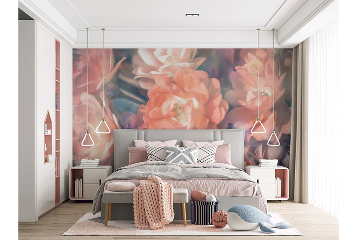 Фотообои «Розы в нежных тонах» в интерьере