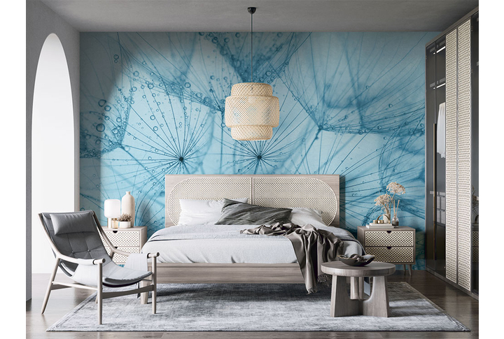 Фотообои «Нежные зонтики одуванчика» в интерьере