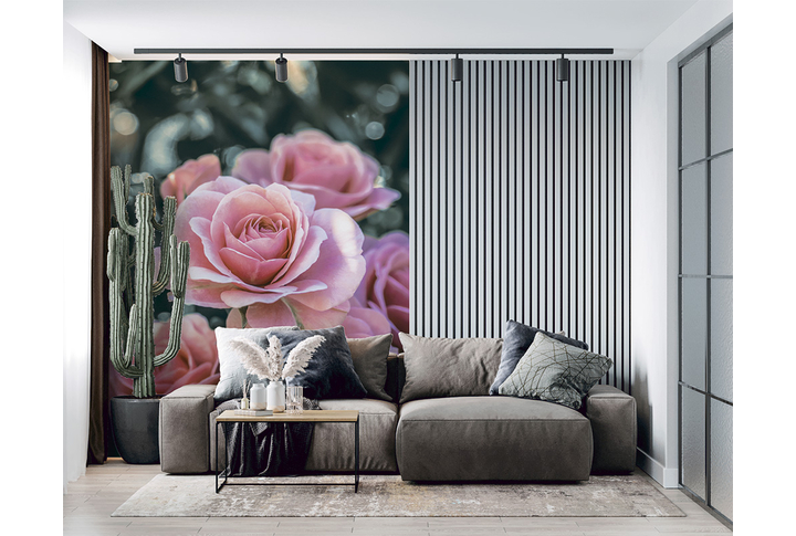 Фотообои «Куст роз на темном фоне» в интерьере