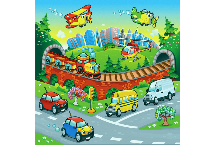 Фотообои «Веселый транспорт»