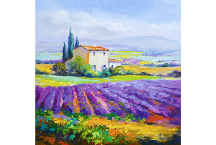 Фотообои «Картина с лавандовым полем»