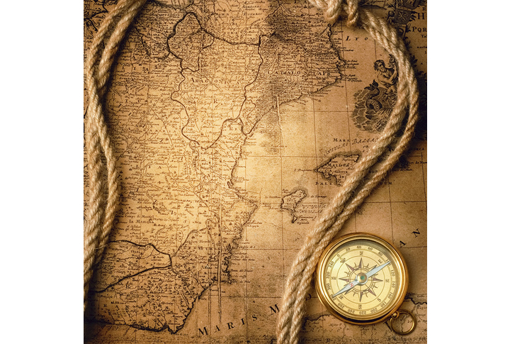 Фотообои «Старая карта с компасом»