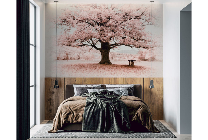 Фотообои «Розовое дерево» в интерьере