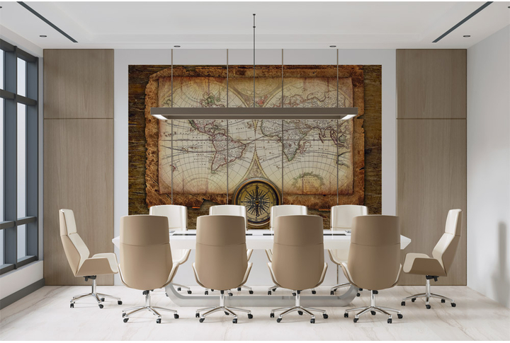 Фотообои «Винтажная карта мира» в интерьере