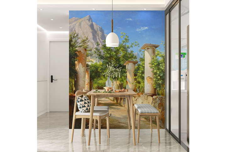 Фотообои «Дорожка через сад с колоннами» в интерьере