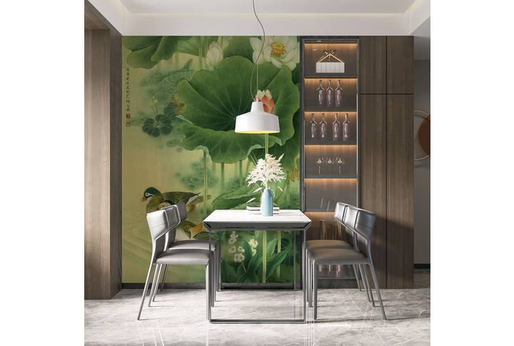 Фотообои «Утки среди лотосов» в интерьере